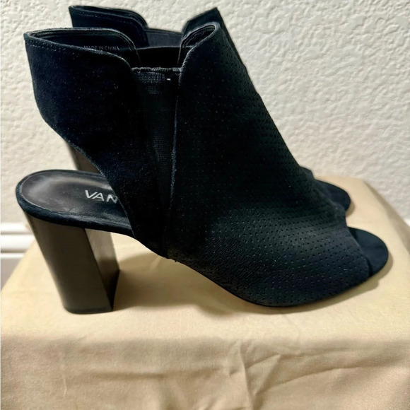 VANELi Womens Heeled Sandal, Black PERF Charm/Black Suede- Size 10 - Picture 3 of 14